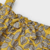 3195 Mustard Blouse, Leaves Printed, Front Bow