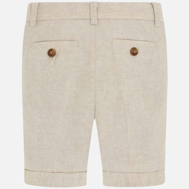 Mayoral tan parchment linen formal wear bermuda dress shorts, back view