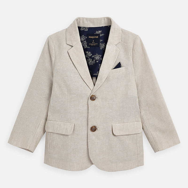 Mayoral Boys Tan Linen Blazer, 2 Button Jacket, 3443