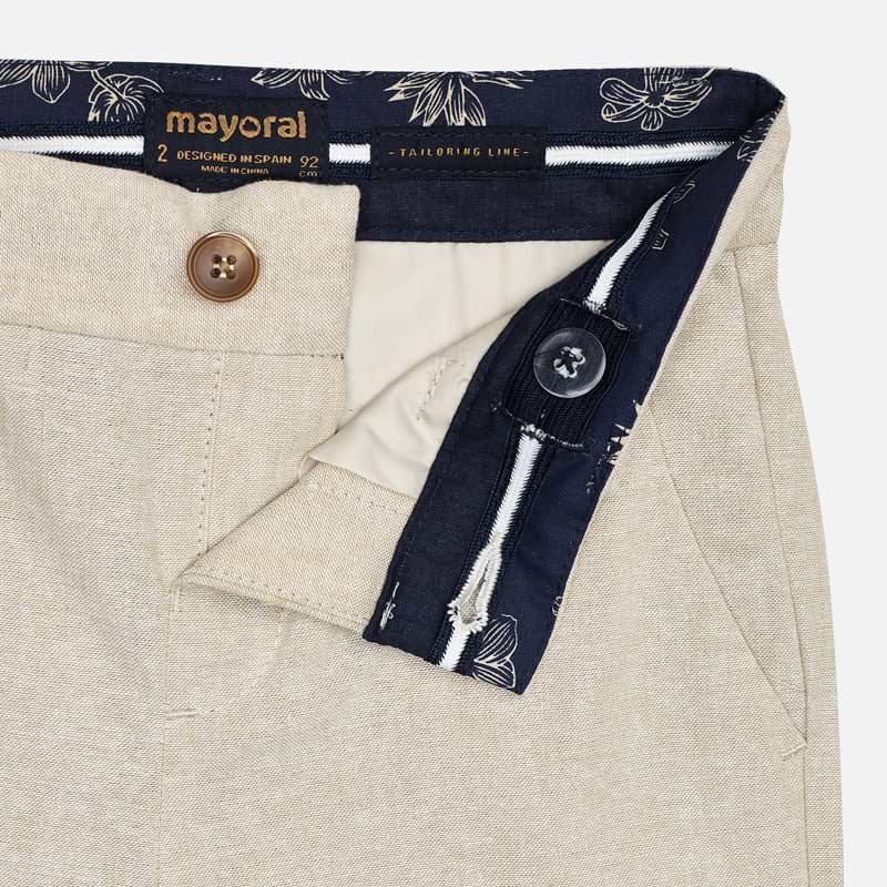 Mayoral tan parchment linen formal wear bermuda dress shorts, view 4