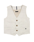 3330 Mayoral Mini Boys Dress Jacquard & Linen Vest, Tan