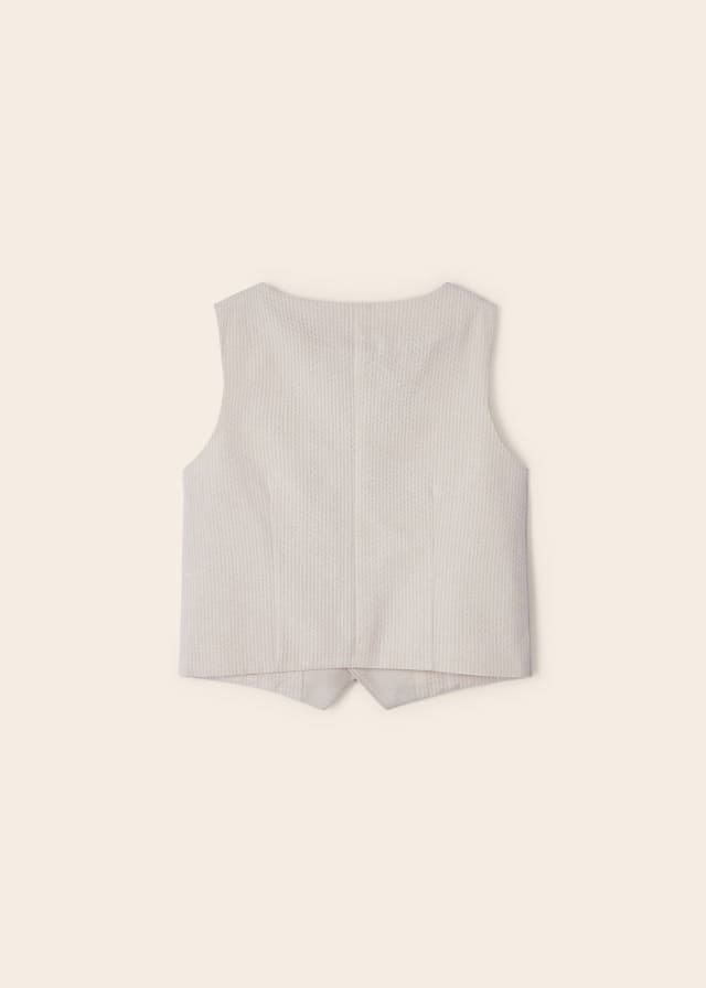 3349 Mayoral Mini Boys 3 Button Linen Vest, Tan