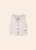 3349 Mayoral Mini Boys 3 Button Dress Vest, Tapioca Linen