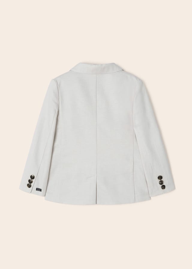 Mayoral boys tailored dress blazer jacket, tapioca linen, back view