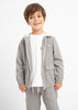 3458 Mayoral Mini Boys Relaxed Zippered Hoodie Jacket, Fossil Lt Grey