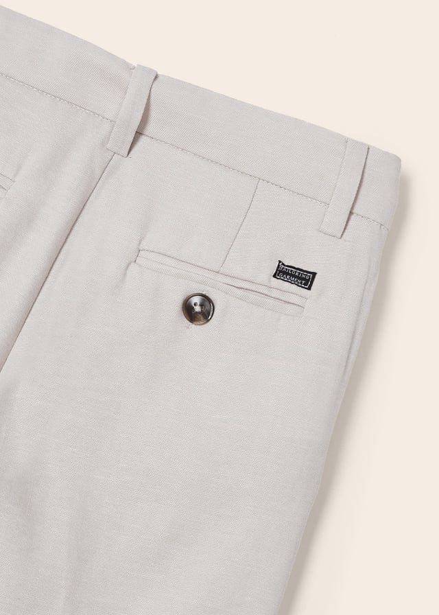 Mayoral boys tailored dress pants, tapioca linen, detail