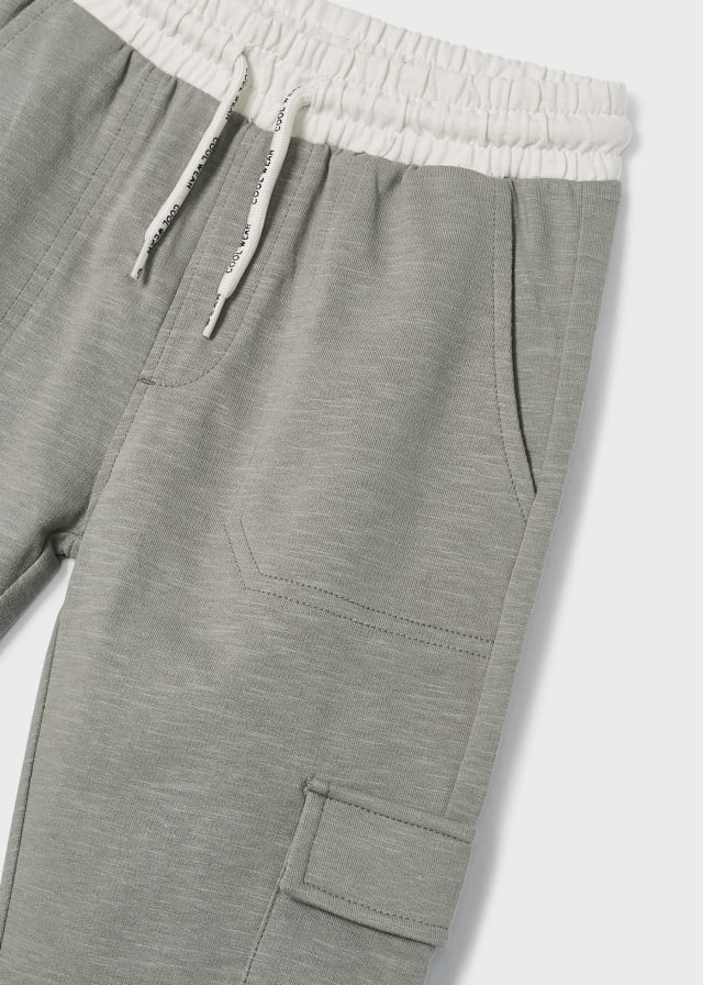 3520 Mayoral Mini Boys Relaxed Lounge Cargo Sweatpants, Fossil Lt Grey