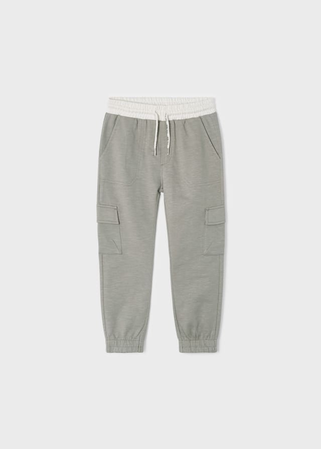 3520 Mayoral Mini Boys Relaxed Lounge Cargo Sweatpants, Fossil Lt Grey