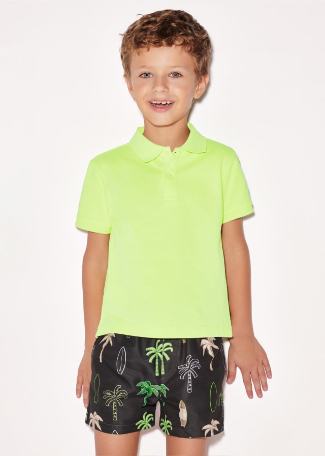 Mayoral boys printed swim trunk shorts, black & green palm surf, view 4