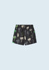 3684 Mayoral Mini Boys Printed Swim Trunk Shorts, Black & Green Palm Surf