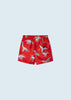3684 Mayoral Mini Boys Printed Swim Trunk Shorts, Red Dinosaur