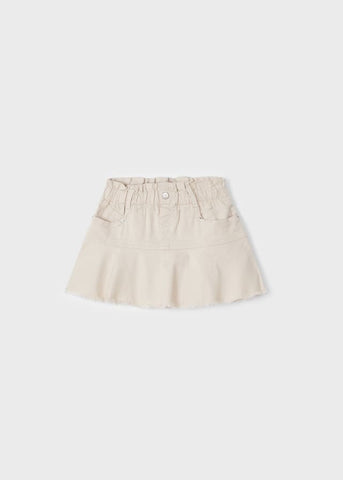 3902 Mayoral Mini Girls Twill Skirt, Oat