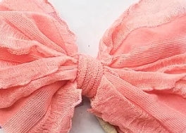 4.5 inch crinkle bow nylon baby headband, flamingo