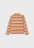 Girls Mayoral Ribbed Knitted Mockneck/Turtleneck, Orange Striped Long Sleeve, Back
