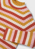 Girls Mayoral Mockneck/Turtleneck, Orange Striped Basic Long Sleeve, Front Detail