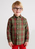 Boys Mayoral Forest Green and Red Checkered Long Sleeve, Button Down Collared Shirt, Eco-Friendly