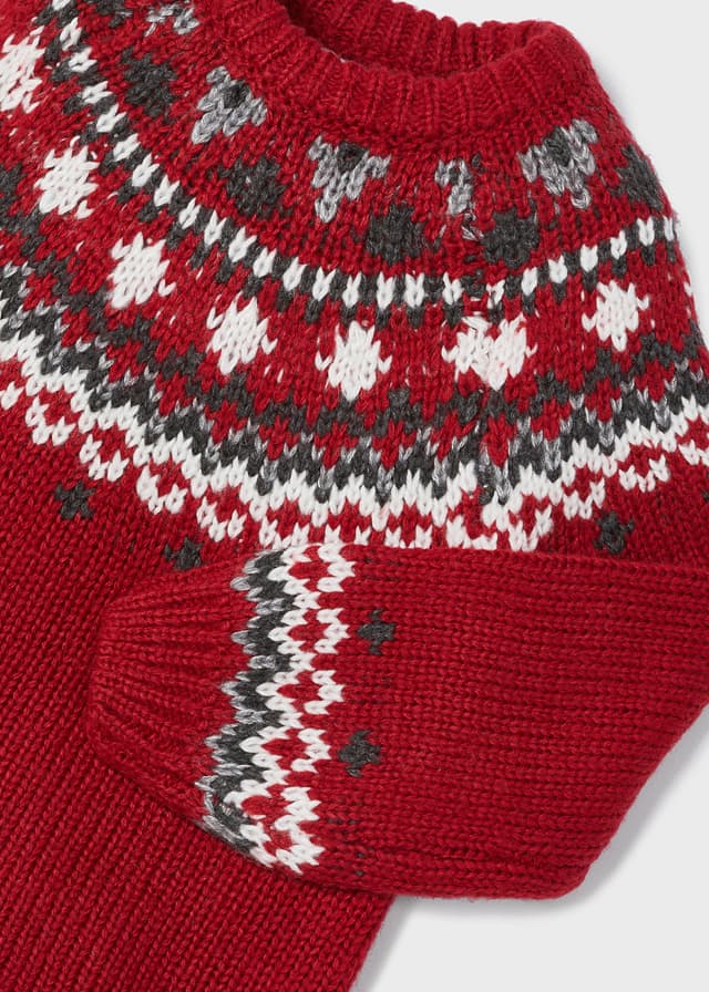 JACQUARD KNIT SWEATER - Red marl