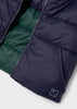 Front Central Zipper Fastening Navy Puffer Vest Jacket, Functional Pockets