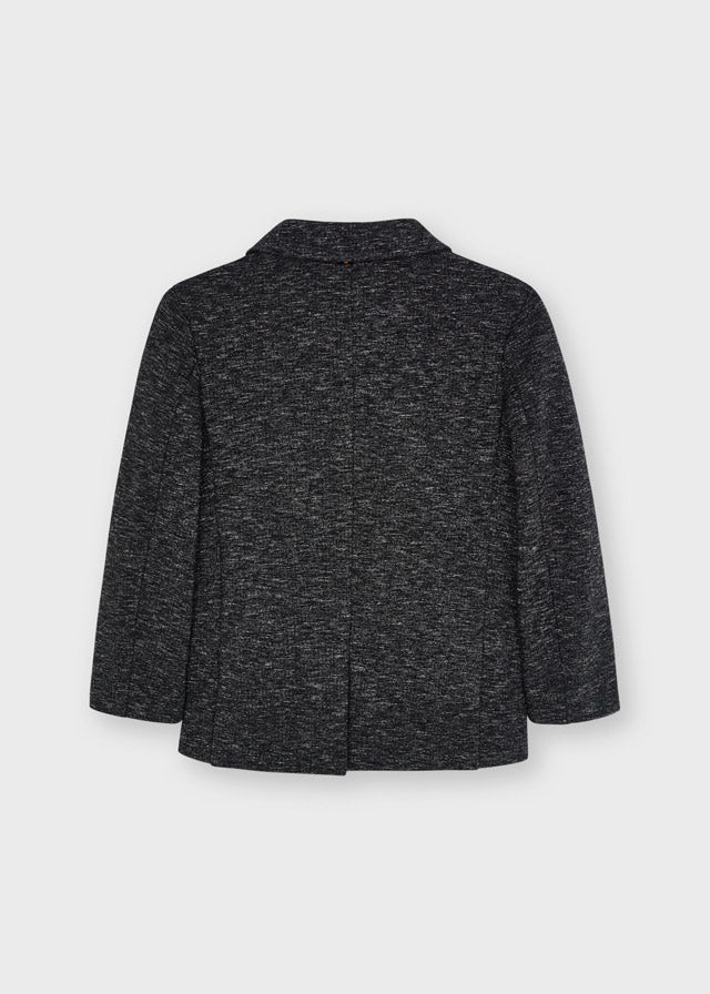 Boys Mayoral Black Knitted Blazer, Long Sleeve, Collared Blazer, Back 