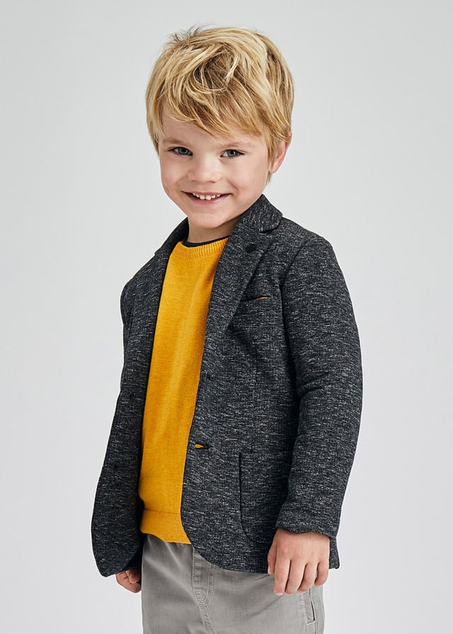 Black Mayoral Boys Blazer, Front Buttons, Comfy, Low Collared, Long Sleeve, Live