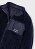 Navy Blue Zippered Wool Reversible Plush Zipper Jacket, Mayoral Boys 