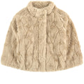 Mayoral 4461 girls faux fur opera coat in champagne, front view