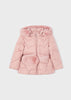Mayoral Girls Rose Pink Puffer Coat, Removable Hoodie, Matching Pink Soft Belt Bag, Front