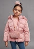 Girls Mayoral Comfy Puffer Coat with Matching Belt Bag, Fanny Pack, Rose Pink, Zippered Fastening, Removable Hood