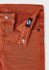 Boys Orange Slim Fitted Soft Pants, Snap Button Fastening w/ Extra Button for Adjustment, Front Pockets