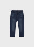Mayoral Boys Dark Blue Denim Soft Jogger Pants, Eco-Friendly, Front Pockets, Adjustable Drawstring and Elasticated Waistband, Front