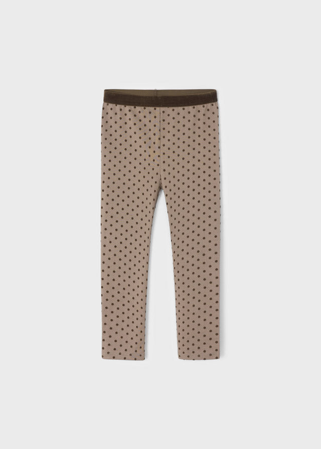 Mayoral girls polka dot leggings, mocha, front view