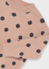 2 PC Rosy Polka Dotted Knitted Tracksuit Sweater, Long Sleeved Round Neckline Sweater, Front
