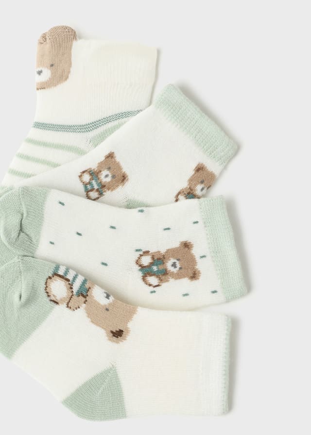 9588 Teddy Bear 4PC Sock Set, Sage details