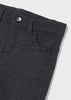 Girls Mayoral Basic Fleece Pants, Dark Gray, Front Central Button Fastening Elasticated Waistband