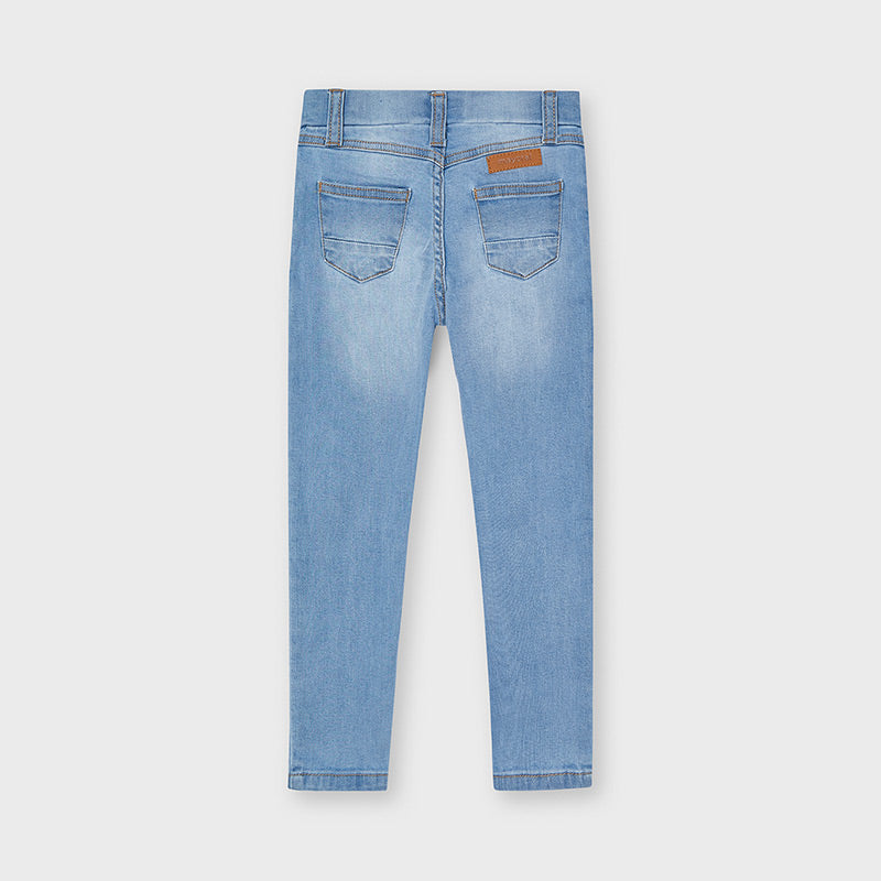 548 Girls Mayoral Denim Pants, Bleached, Back Pockets, Belt Loops