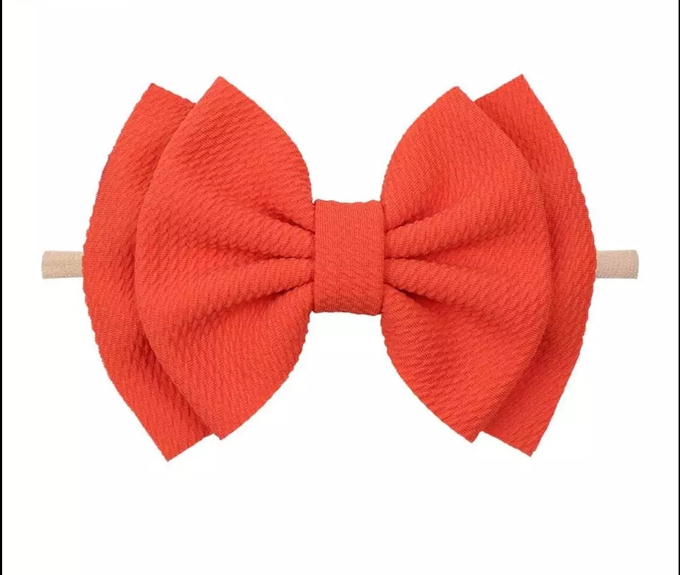6" Bow & Nylon Headband, Pumpkin Spice Orange