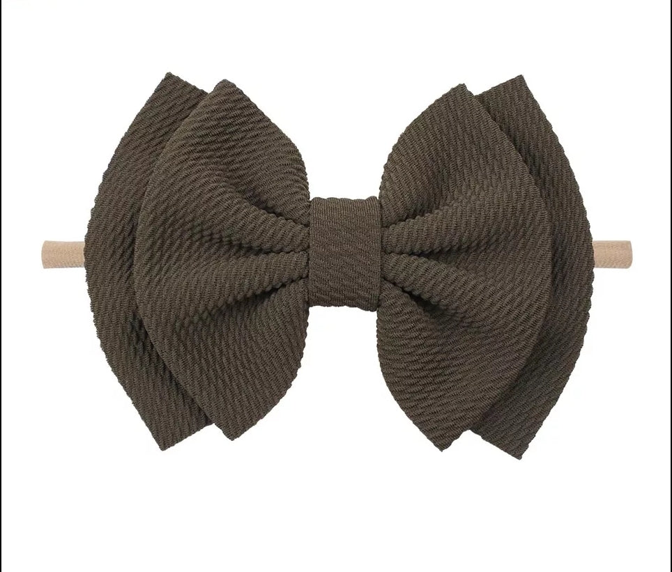 6" Bow & Nylon Headband, Army Green