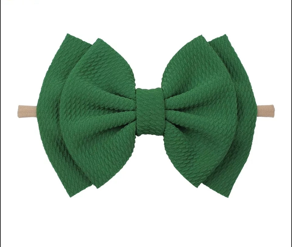 6" Bow & Nylon Headband, Kelly Green