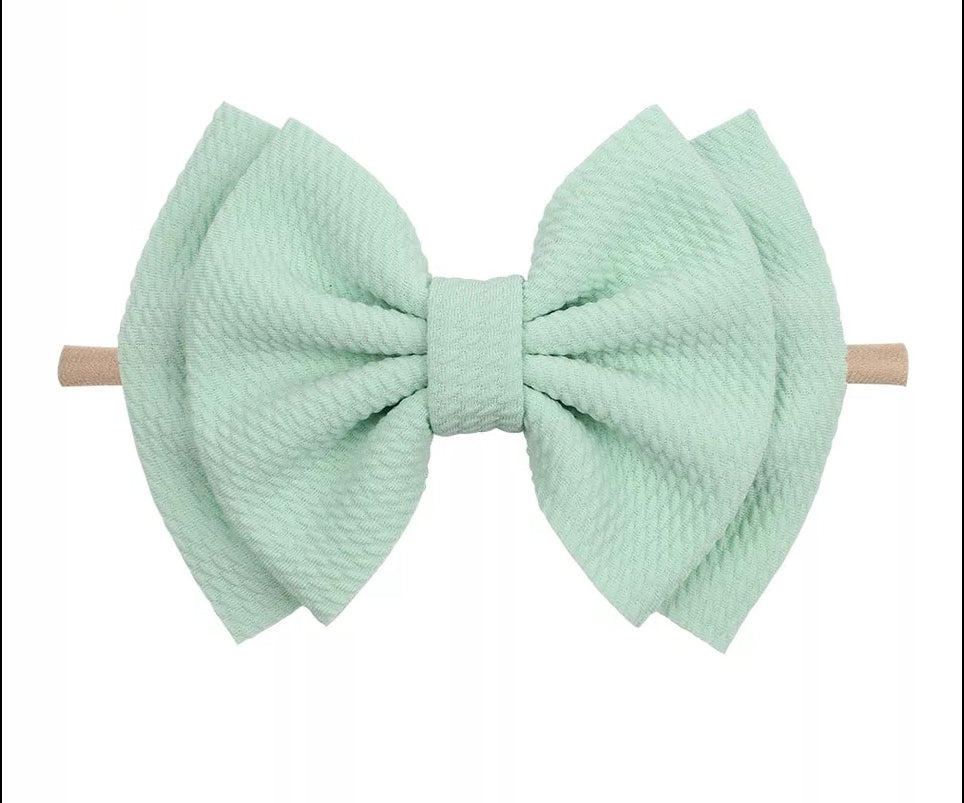6" Bow & Nylon Headband, Light Mint 