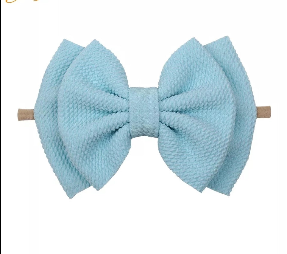6" Bow & Nylon Headband, Sky Blue