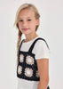 6066 Mayoral Jr Girls 2 PC Crochet Tank & TShirt Set, Black/Ocher Clay