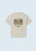 6086 Mayoral Jr Boys S/S East Sleep Surf Graphic Print T-Shirt, Cream
