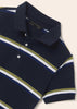 6101 Mayoral Jr Boys Striped S/S Polo Shirt, Navy/Green