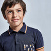 6108 Boys Mayoral Navy Polo, Front Buttons, Short Sleeved Navy Shirt 
