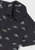 Collared Shirt Shark Printed Shirt, Short Sleeved, Front