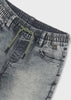 Eco-friendly Boys Gray Bermuda Shorts, Adjustable Drawstring, Functional Pockets, Front Detail