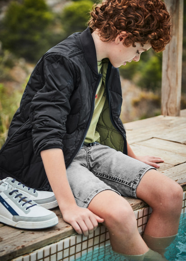 Boys Mayoral Gray Bermuda Shorts, Adjustable Drawstring, Functional Pockets, Details