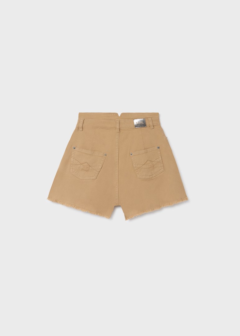 6239 Mayoral Jr Girls High Waisted Twill Shorts, Ocher Clay