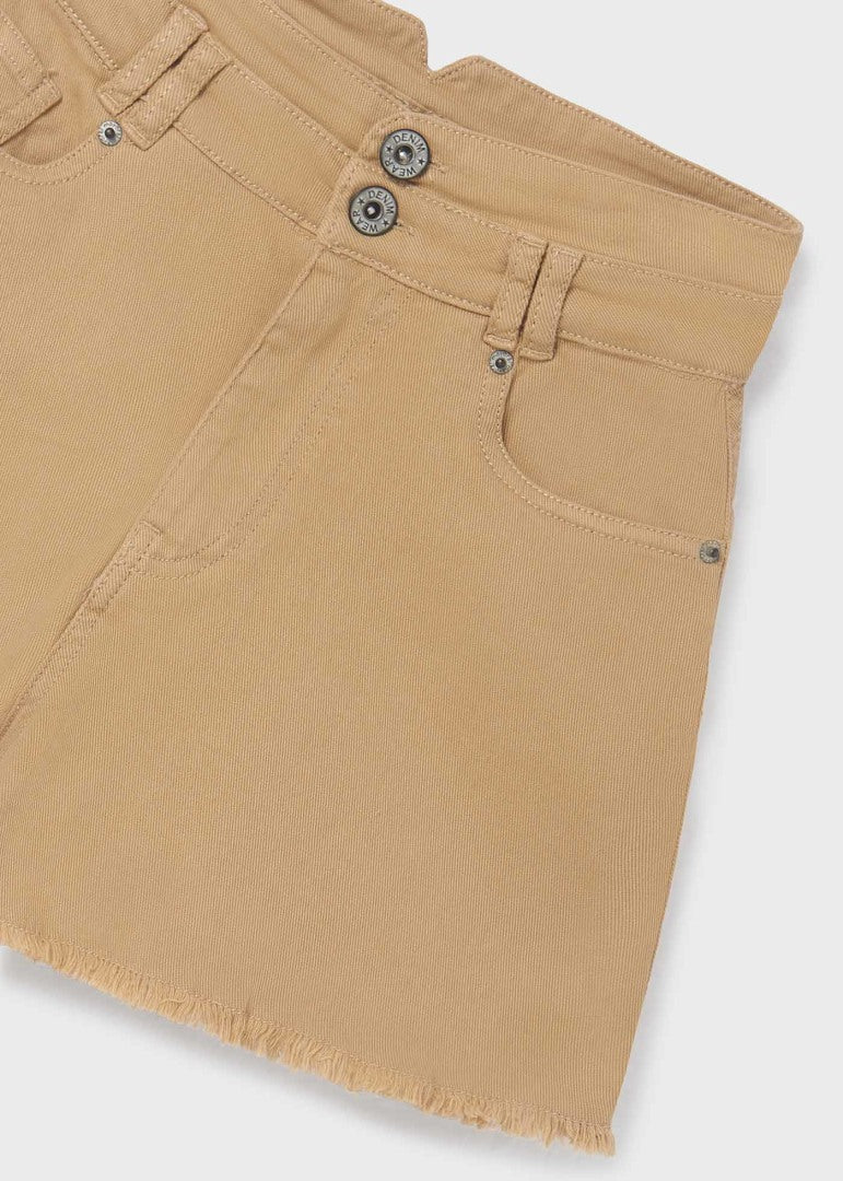 6239 Mayoral Jr Girls High Waisted Twill Shorts, Ocher Clay