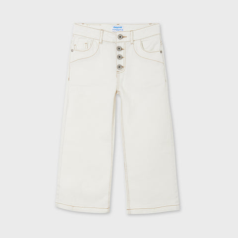 6546 Mayoral Girls Twill Off-White Cropped Pants